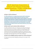 AACN American Association of Critical-Care Nurses Frequently Asked Questions: CCRN Certification (Direct Care Pathway)