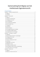 Samenvatting Kort Begrip van het Intellectuele Eigendomsrecht 