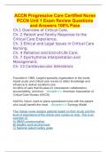 AACN Progressive Care Certified Nurse PCCN Unit 1 Exam Review Questions and Answers 100% Pass