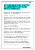 BTEC BIOLOGY UNIT 5 B1 THE CARDIOVASCULAR SYSTEM PART 1 EXAM 2024