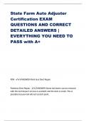 State Farm Auto Adjuster Certification EXAM QUESTIONS AND CORRECT DETAILED ANSWERS | EVERYTHING YOU NEED TO PASS with A+