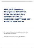 WGU C215 Operations Management PVDC Final EXAM QUESTIONS AND CORRECT DETAILED ANSWERS | EVERYTHING YOU NEED TO PASS with A+