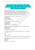 Wisconsin Life, Accident, & Health  Exams Prep 2024/2025 Questions with  100% Correct Answers