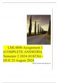 LML4806 Assignment 1 (COMPLETE ANSWERS) Semester 2 2024 (818236) - DUE 25 August 2024