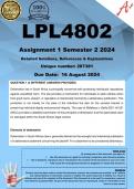 LPL4802 Assignment 1 (COMPLETE ANSWERS) Semester 2 2024 (287381) - DUE 16 August 2024 