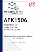 AFK1506 Assignment 2 (DETAILED ANSWERS) 2024 - DISTINCTION GUARANTEED 