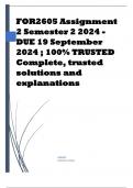 FOR2605 Assignment 2 (COMPLETE ANSWERS) Semester 2 2024 (527395) - DUE 19 September 2024 ; 100% TRUSTED Complete, trusted solutions and explanations. 