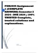 FOR2605 Assignment 1 (COMPLETE ANSWERS) Semester 2 2024 - DUE 2024 ; 100% TRUSTED Complete, trusted solutions and explanations.