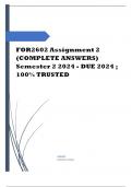 FOR2602 Assignment 2 (COMPLETE ANSWERS) Semester 2 2024 Course Forensic Methods and Techniques II (FOR2602) Institution University Of South Africa (Unisa) Book Forensic Analytics