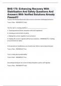 BHS 175- Enhancing Recovery With Stabilization And Safety Questions And Answers With Verified Solutions Already Passed!!!
