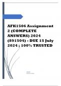 AFK1506 Assignment 2 (COMPLETE ANSWERS) 2024 (891504) - DUE 15 July 2024 Course Ontdek die Afrikaanse Letterkunde (AFK1506) Institution University Of South Africa (Unisa) Book Afrikaanse letterkunde