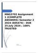 MNG3702 Assignment 1 (COMPLETE ANSWERS) Semester 2 2024 (605474) - DUE 25 July 2024 Course Strategic Implementation and Control IIIB (MNG3702) Institution University Of South Africa (Unisa) Book Practising Strategy