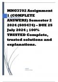 MNG3702 Assignment 1 (COMPLETE ANSWERS) Semester 2 2024 (605474) - DUE 25 July 2024 ; 100% TRUSTED Complete, trusted solutions and explanations.