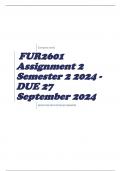 FUR2601 Assignment 2 Semester 2 2024 - DUE 27 September 2024