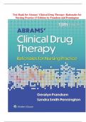 Test Bank for Abrams' Clinical Drug Therapy: Rationales for Nursing Practice 13 Edition by Frandsen and Pennington