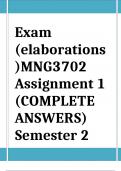 Exam (elaborations) MNG3702 Assignment 1 (COMPLETE ANSWERS) Semester 2 2024 (605474) - DUE 25 July 2024  •	Course •	Strategic Implementation and Control IIIB (MNG3702) •	Institution •	University Of South Africa (Unisa) •	Book •	Practising Strategy MNG3702