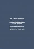 Unit 1: Written Assignment  BUS 5511 Human Resource Management  Term 3, 2019-2020 Role of HRM in Organizations  MBA, University of the People.