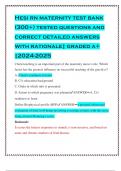 Hesi rn maternity test bank (300+) tested questions and correct detailed answers with rationale| graded a+ |2024-2025