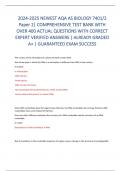 2024-2025 NEWEST AQA AS BIOLOGY 7401/2  Paper 2| COMPREHENSIVE TEST BANK WITH  OVER 400 ACTUAL QUESTIONS WITH CORRECT  EXPERT VERIFIED ANSWERS | ALREADY GRADED  A+ | GUARANTEED EXAM SUCCESS