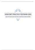 HOSA EMT PRACTICE TEST 2024 WITH GUARANTEED ACCURATE ANSWERS