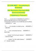 TX CSR WKT - Vocabulary &  Grammar Set Questions Revised With  Correct Answers  < Updated & Passed >