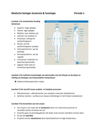 Medische biologie jaar 1, periode 1 (Anatomie en fysiologie)