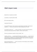 Utah Liquor Laws Exam Questions and Answers