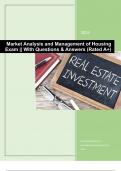 Market Analysis and Management of Housing Exam || With Questions & Answers (Rated A+)