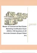 Master of Commercial Real Estate Marketing Certification Exam (2024) || 100 Questions & All Accurate Answers (Expert Rated A+)