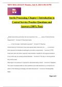 Sterile Processing, Chapter 1 Introduction to Central Service Practice Questions and Answers (100% Pass)