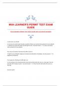 MVA LEARNER'S PERMIT TEST EXAM GUIDE WITH ACCURATE ANSWERS