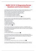 NURS 135 CH 12 Diagnosing Review Questions and Correct Answers