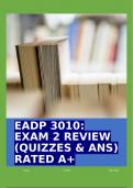 EADP 3010: EXAM 2 REVIEW (QUIZZES & ANS) RATED A+