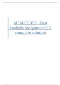 AU ACCT 355 - Cost Analysis Assignment 1-2 complete solution 