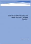 CMM FINAL EXAM STUDY GUIDE – With Questions & Answers (Rated A+)