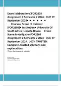 Exam (elaborations)FOR2605 Assignment 2 Semester 2 2024 - DUE 19 September 2024•	•	•	•	•	•	Course•	Scene of Incident (FOR2605)•	Institution•	University Of South Africa (Unisa)•	Book•	Crime Scene InvestigationFOR2605 Assignment 2 Semester 2 2024 - DUE 19 S