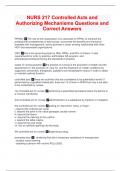 NURS 217 Controlled Acts and Authorizing Mechanisms Questions and Correct Answers