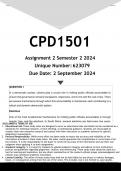 CPD1501 Assignment 2 (ANSWERS) Semester 2 2024 - DISTINCTION GUARANTEED.