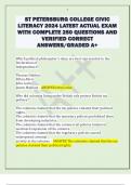 ST PETERSBURG COLLEGE CIVIC  LITERACY 2024 LATEST ACTUAL EXAM  WITH COMPLETE 250 QUESTIONS AND  VERIFIED CORRECT  ANSWERS/GRADED A+