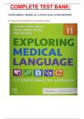 COMPLETE TEST BANK:   EXPLORING MEDICAL LANGUAGE 11TH EDITION  BY DANIELLE LAFLEUR BROOKS, DALE LEVINSKY LATEST.