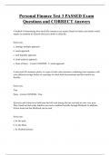 Personal Finance Test 3 PASSED Exam  Questions and CORRECT Answers