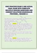 CDIP PRACTICE EXAM 2 AND ACTUAL  FINAL EXAM WITH COMPLETE  MULTIPLE CHOICES QUESTIONS AND  CORRECT SOLUTIONS (RARIONALES  PROVIDED_/GRADED A+ 