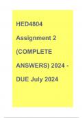 HED4804 Assignment 2 (COMPLETE ANSWERS) 2024 - DUE July 2024 