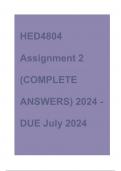 HED4804 Assignment 2 (COMPLETE ANSWERS) 2024 - DUE July 2024 