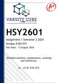 HSY2601 Assignment 1 (DETAILED ANSWERS) Semester 2 2024 - DISTINCTION GUARANTEED