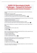 NURS 218 Neurological Health Challenges - Transport & Perfusion Questions and Correct Answers