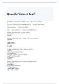 Domestic Violence Test 1 Questions and Answers