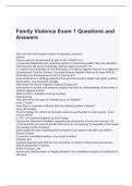 Family Violence Exam 1 Questions and Answers