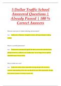 5 Dollar Traffic School Answered Questions |  Already Passed | 100 %  Correct Answers