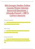 8th Georgia Studies Fulton  County Winter Interim  Answered Questions |  Already Passed | 100 %  Correct Answers